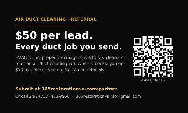 Duct cleaning referral card ($50/lead) — front & back — Front preview