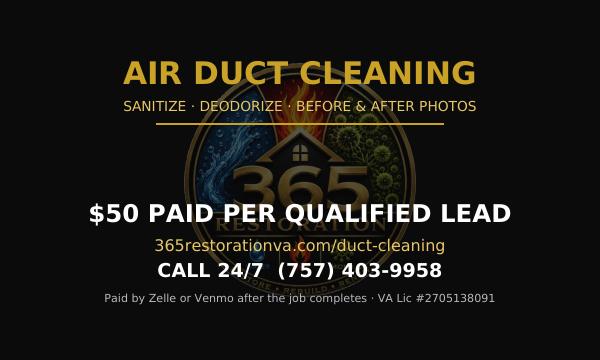 Duct cleaning referral card ($50/lead) — front & back — Back preview