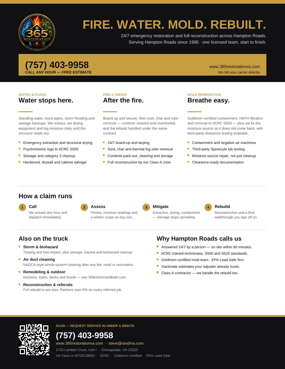 One-page company summary — Front preview