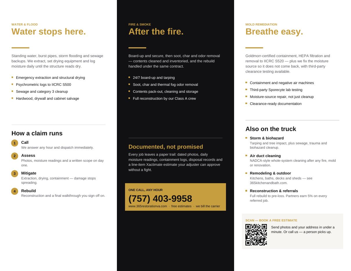 Company trifold brochure — front & back — Back preview