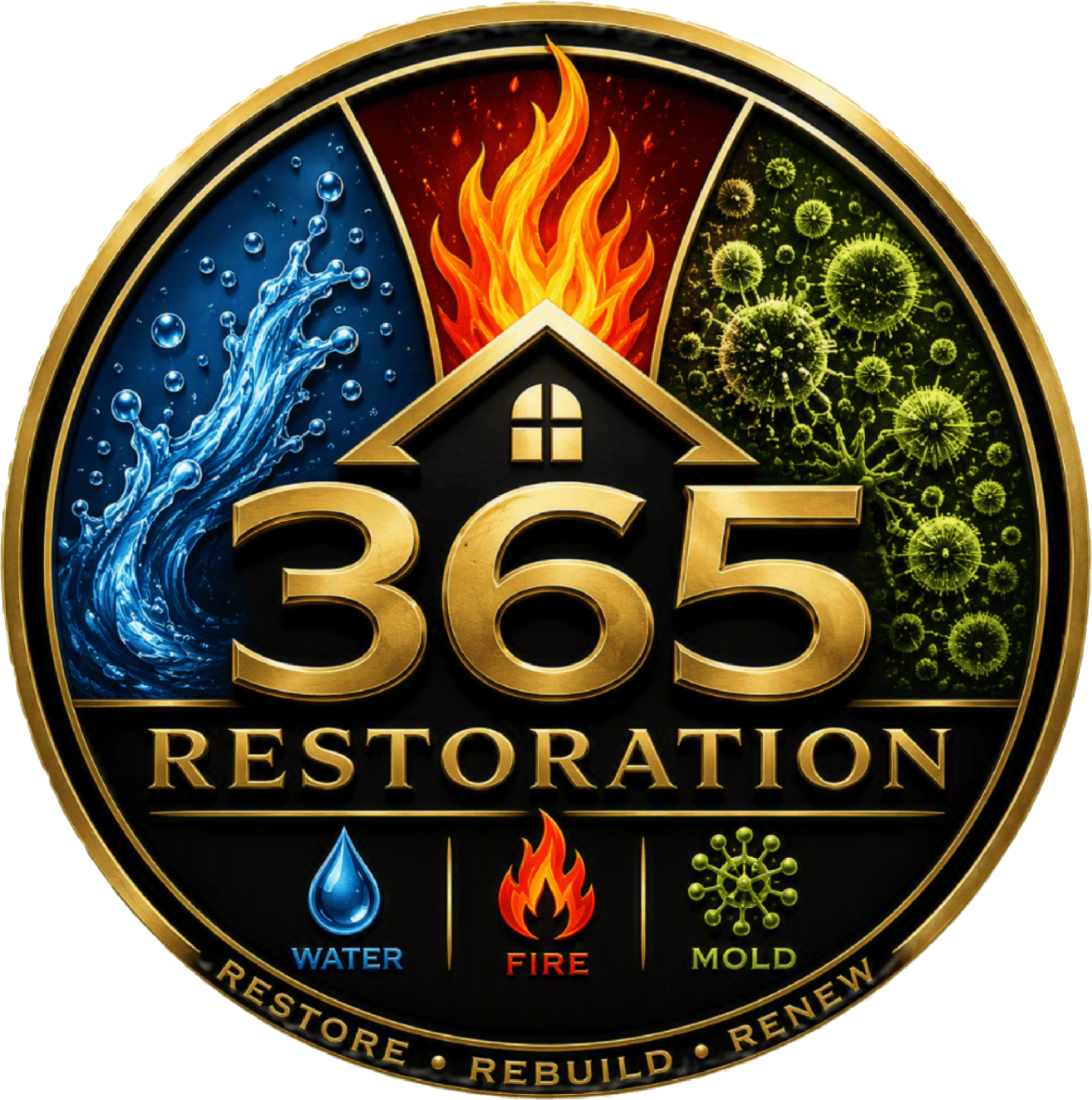365 Restoration logo — Light-background version